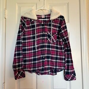 No Boundaries Red and Black Plaid Hoodie